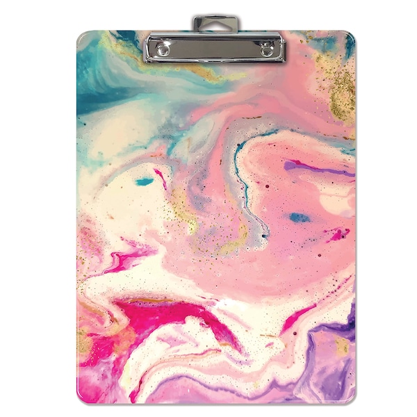 Better Office Products Fashion Clipboard, Abstract Art Design, A4 Ltr Size, 125in x 9in Wooden Clipboard, Low Profile Clip 45037 - main